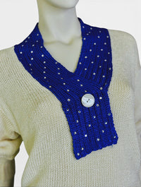 Vintage Nannell 80s Rhinestone Sailor Collar Sweater
