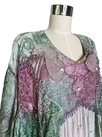 Judith Ann Creations Hand-Dyed Metallic and Rhinestone Embellished Rayon Lounge Dress Caftan