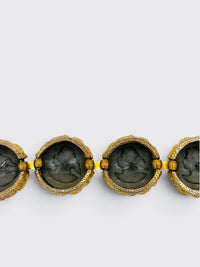 Vintage Glass Intaglio Portrait Bracelet in Topaz Glass and Gold Tone