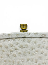 Vintage MCM Cream Ostrich Handbag | Jackie O Inspired 1960s Structured Top Handle Purse