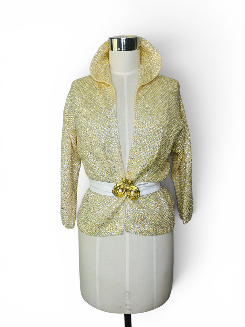 Vintage Nelson Chan Arts & Co. Hand-Beaded Aurora Borealis Sequin Sweater