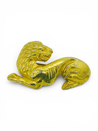 Vintage Gold-Tone Reclining Lion Brooch | Etruscan-Inspired Figural Pin