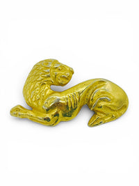Vintage Gold-Tone Reclining Lion Brooch | Etruscan-Inspired Figural Pin