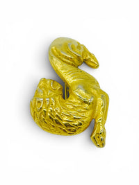 Vintage Gold-Tone Reclining Lion Brooch | Etruscan-Inspired Figural Pin