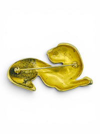 Vintage Gold-Tone Reclining Lion Brooch | Etruscan-Inspired Figural Pin