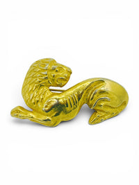 Vintage Gold-Tone Reclining Lion Brooch | Etruscan-Inspired Figural Pin