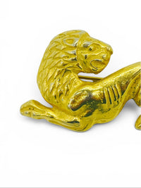 Vintage Gold-Tone Reclining Lion Brooch | Etruscan-Inspired Figural Pin