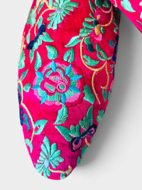 Nandini Fuchsia Floral Embroidered Mule Slippers