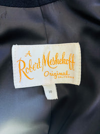 Vintage Robert Meshkoff Dramatic Black Wool Coat with Fur Collar