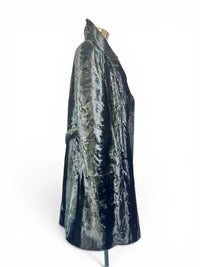 Midnight Elegance | Vintage 1960s Deadstock Black Faux Fur Swing Coat\