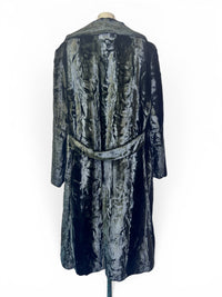 Midnight Elegance | Vintage 1960s Deadstock Black Faux Fur Swing Coat\
