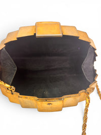 1970s Art Deco Revival Gold Fan Evening Bag