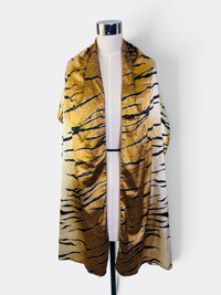 Gilded Instinct: Tiger Stripe Shawl with Gold Detailing