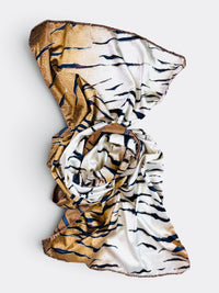Gilded Instinct: Tiger Stripe Shawl with Gold Detailing