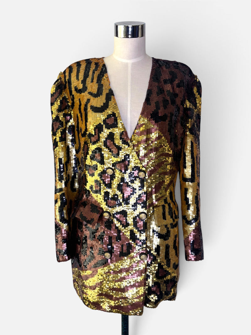The Gilded Wild: 1980s–1990s Animal Print Sequin Jacket