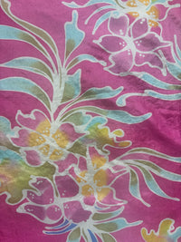 Vintage Hand Painted Silk Scarf | Pink Floral Silk Square Scarf | 33" x 33" | Wearable Textile Art