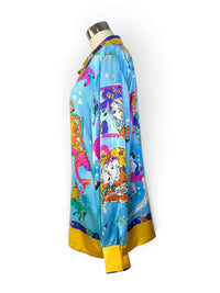 A Map of the Heavens | Vintage Escada Margaretha Ley — Made in Germany Bold  Statement Zodiac Silk Blouse