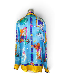 A Map of the Heavens | Vintage Escada Margaretha Ley — Made in Germany Bold  Statement Zodiac Silk Blouse