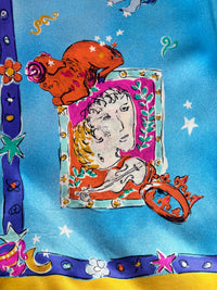 A Map of the Heavens | Vintage Escada Margaretha Ley — Made in Germany Bold  Statement Zodiac Silk Blouse