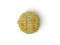 1980's Gold Tone Lattice Rhinestone Dome Statment Clip-On Earrings
