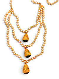 Regal Reverie | Vintage Kenneth Jay Lane Triple Drop Faux Pearl Byzantine Fob Necklace