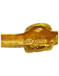 Vintage Kenneth Jay Lane White Enamel Double Ram Head Clamper Bracelet