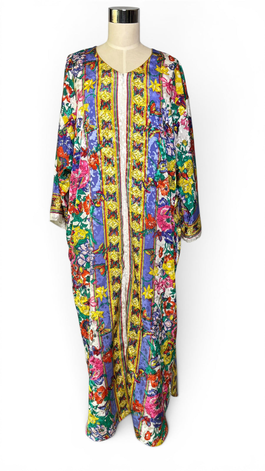 Vintage Ruth Norman Butterfly Flower Garden Kaftan