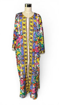 Vintage Ruth Norman Butterfly Flower Garden Kaftan