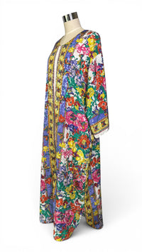 Vintage Ruth Norman Butterfly Flower Garden Kaftan