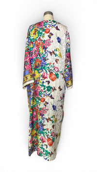 Vintage Ruth Norman Butterfly Flower Garden Kaftan