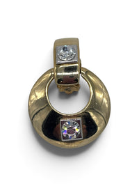 Vintage 1980s Sculptural Rhinestone and Gold-Tone Door Knocker Earrings