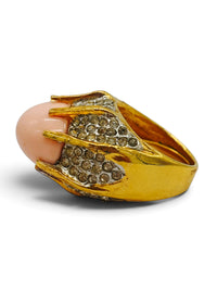 Vintage Pink Cabochon and Rhinestone Statement Ring
