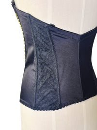 1980s Jeweled Black Bustier with Gold Studs &amp; Rhinestones — Vintage 34B