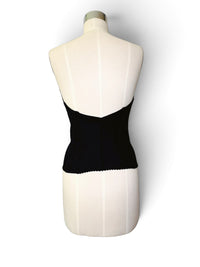 1980s Jeweled Black Bustier with Gold Studs &amp; Rhinestones — Vintage 34B