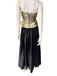 Vintage 1980’s Candi Jones Gold Lamé & Black Taffeta Evening Gown