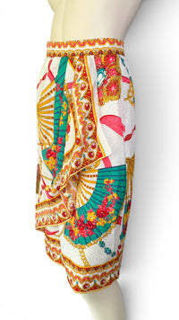 1980’s Anthony Sicari Dynasty”-Era Power Dressing Baroque Jewel Button 3-Piece Ensemble with Scarf