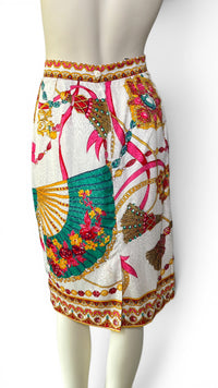 1980’s Anthony Sicari Dynasty”-Era Power Dressing Baroque Jewel Button 3-Piece Ensemble with Scarf