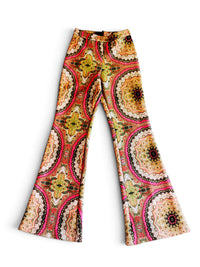 Cynthia Rowley Pink & Green Baroque Paisley Flare Pants