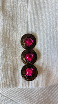 1980’s Anthony Sicari Dynasty”-Era Power Dressing Baroque Jewel Button 3-Piece Ensemble with Scarf