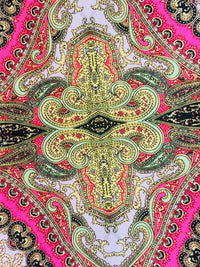 Cynthia Rowley Pink & Green Baroque Paisley Flare Pants
