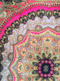 Cynthia Rowley Pink & Green Baroque Paisley Flare Pants