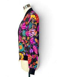 Vintage Silk Jewel Tone 80’s Bomber Jacket Statement Print Jacket