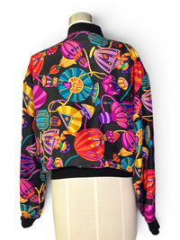 Vintage Silk Jewel Tone 80’s Bomber Jacket Statement Print Jacket