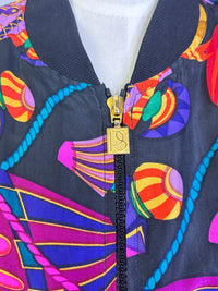Vintage Silk Jewel Tone 80’s Bomber Jacket Statement Print Jacket
