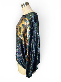 80's Iridescent Disco Glam Leopard Statement Top