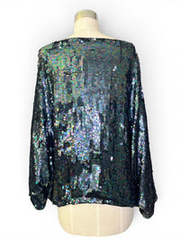 80's Iridescent Disco Glam Leopard Statement Top