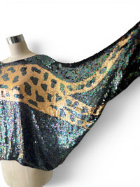 80's Iridescent Disco Glam Leopard Statement Top