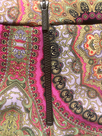 Cynthia Rowley Pink & Green Baroque Paisley Flare Pants