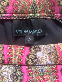 Cynthia Rowley Pink & Green Baroque Paisley Flare Pants