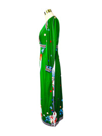 Abstract Tribal| Vintage 1970s Paganne Gene Berk Print Maxi Dres